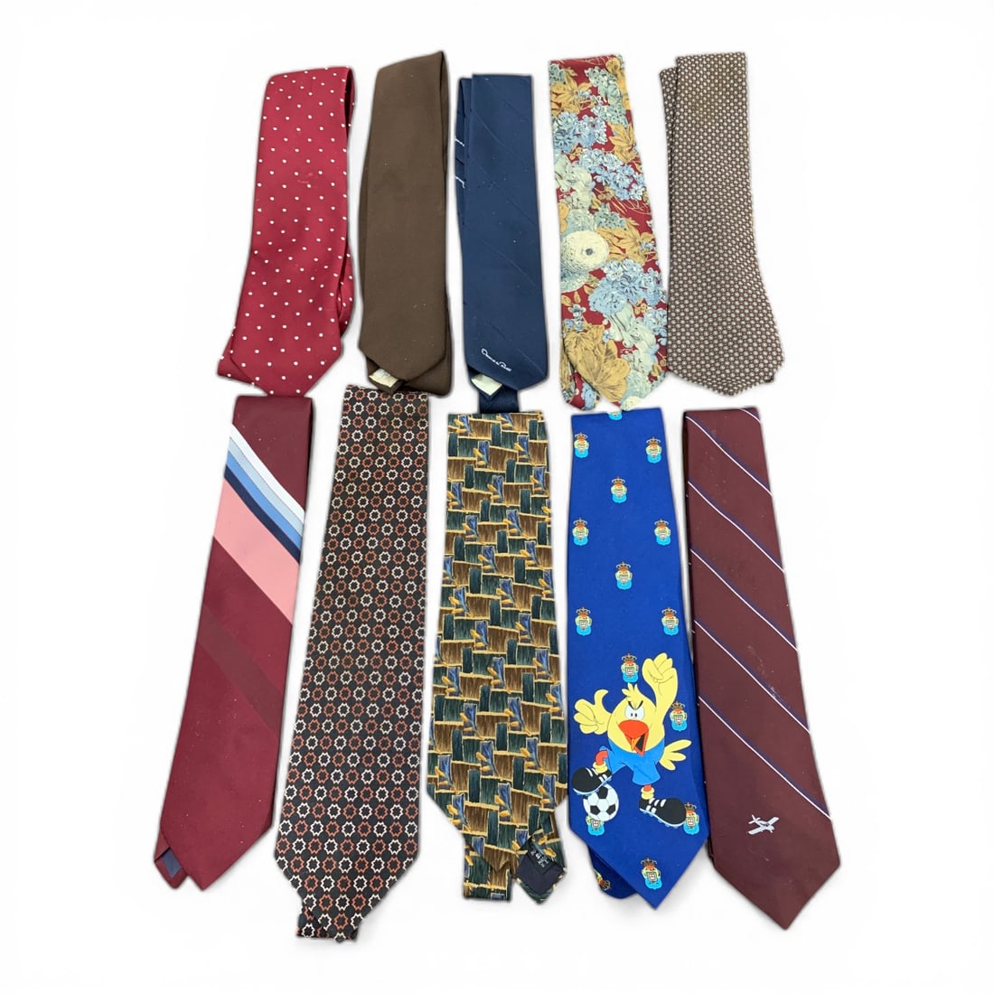 Group Of 10 Designer Ties Including 1 Silk Tie (1 of 2)