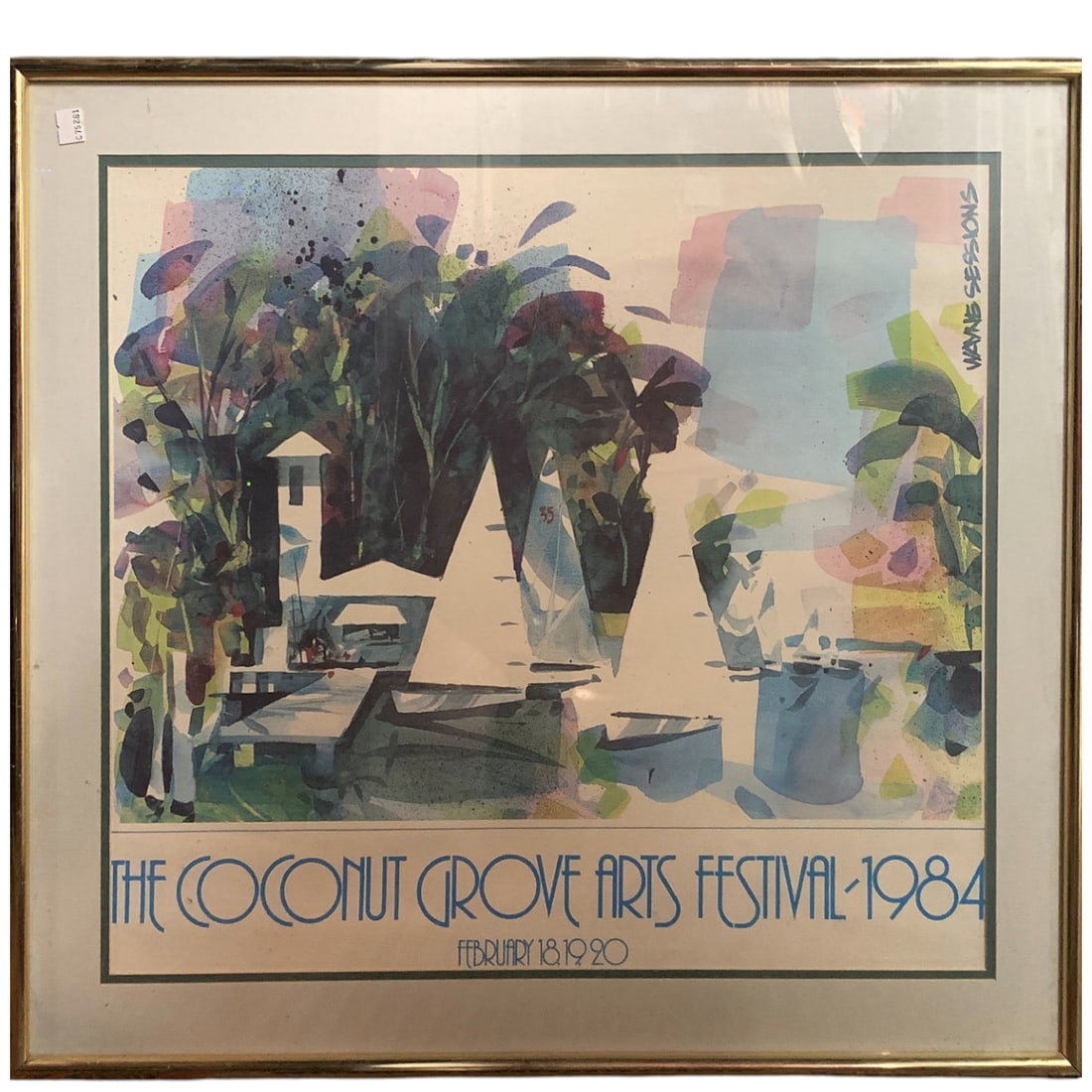 Coconut Grove Arts Festival 1984, Wayne Sessions: February 18, 1920. Framed And Under Glass: 25.75" X 28.5".