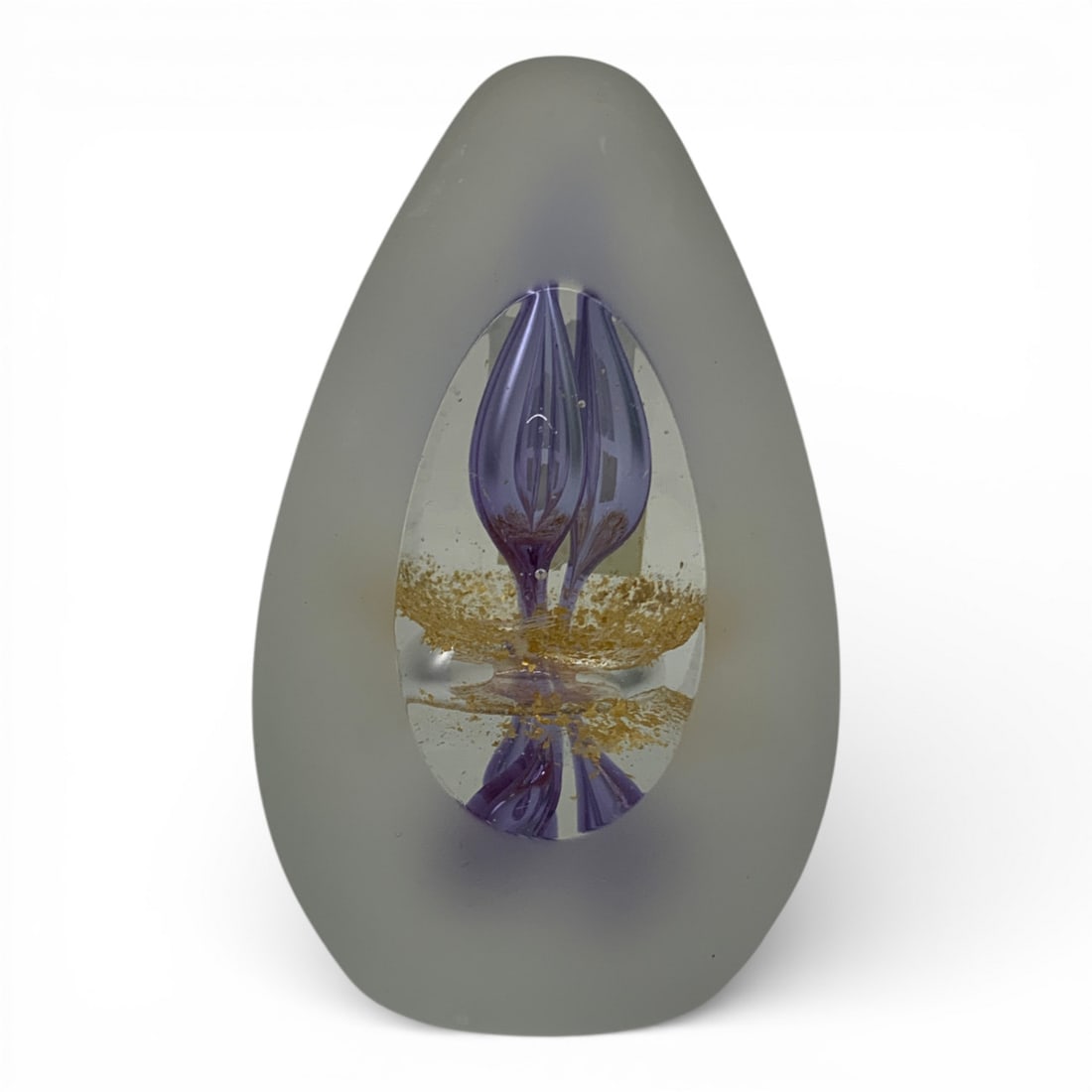 Svaja Purple Art Glass Paperweight: 5 1/2" Tall