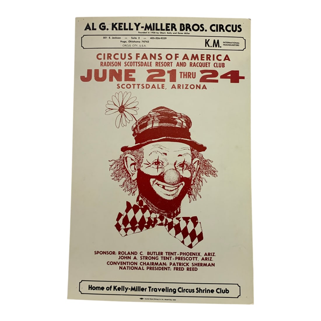 Vintage 1981 Al G. Kelly Miller Bros Circus Poster: Radison Scottsdale Resort And Racquet Club - 22" X 14"Poster Shows Wear