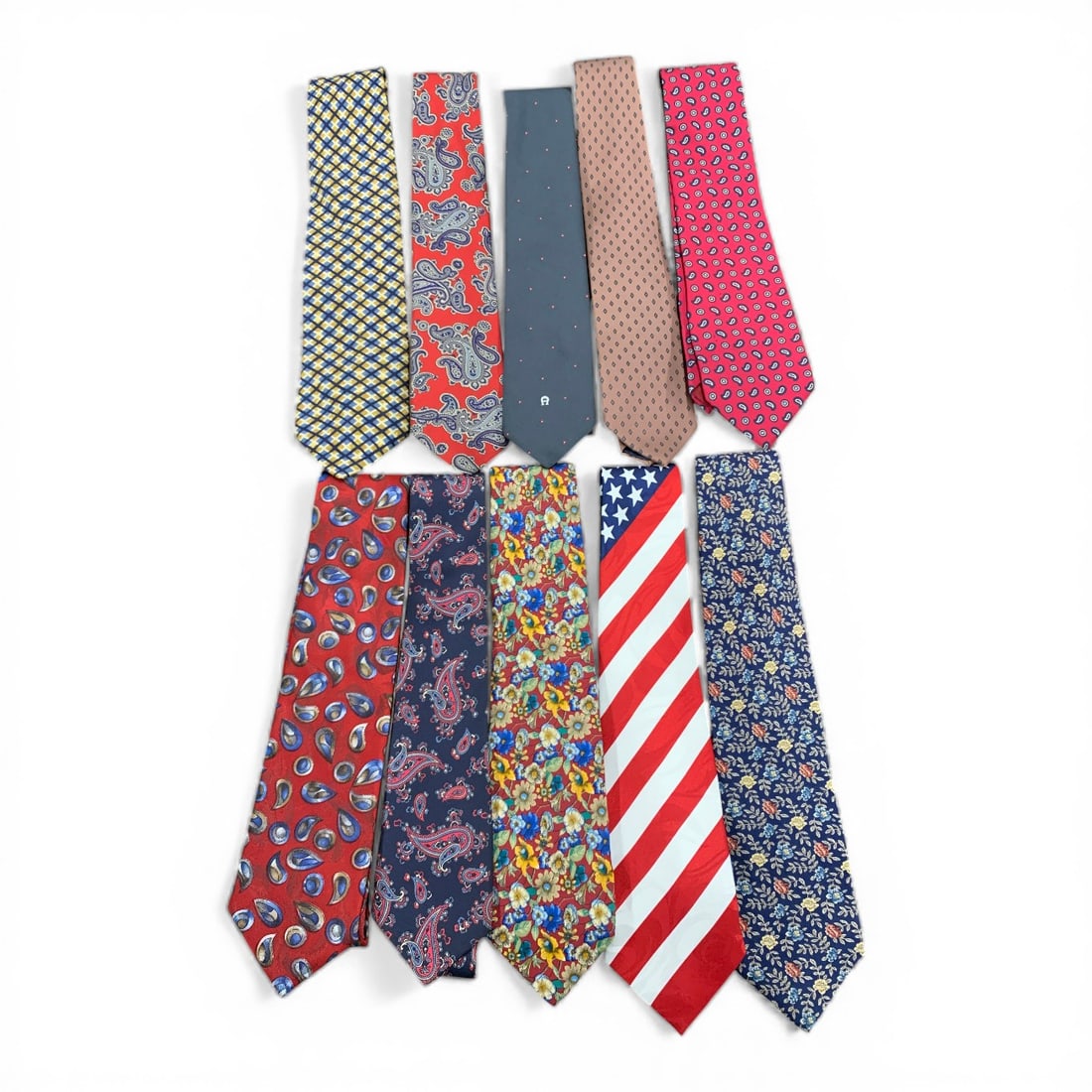 Group Of 10 Designer Ties Including 1 Bellagio Tie: Includes Stafford, Bellagio & Envoy