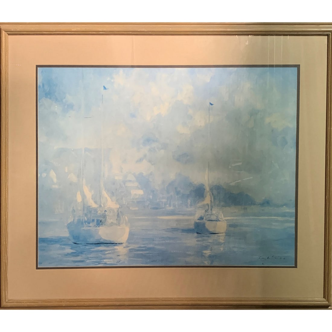 Ray Elbis Sailboat Print: Framed And Under Glass: 31" X 39".