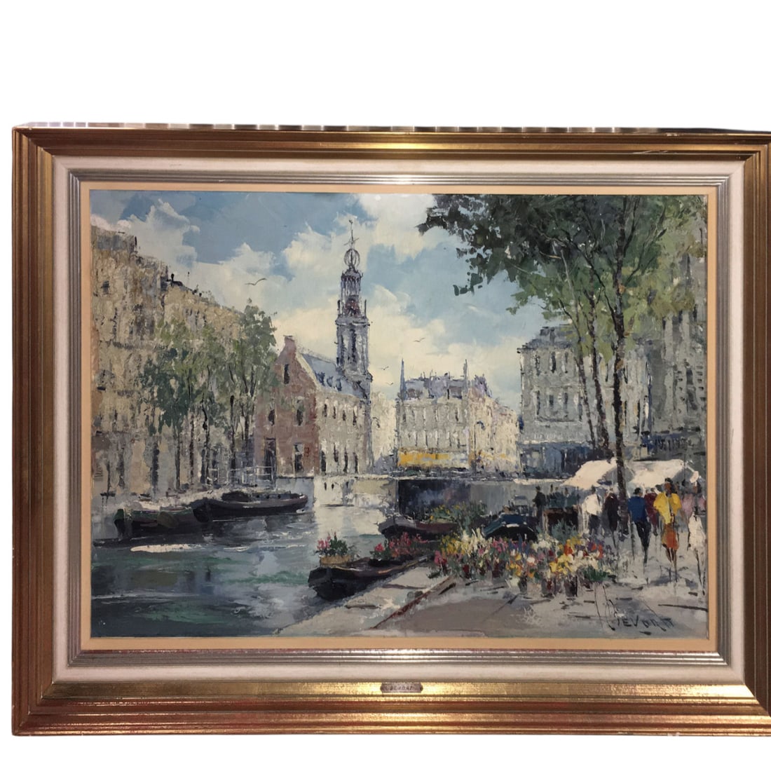 Bevort Oil On Canvas Canal Scene: Signed Lower Right. Tag On Frame: Bevort. Framed: 30.75" X 43".