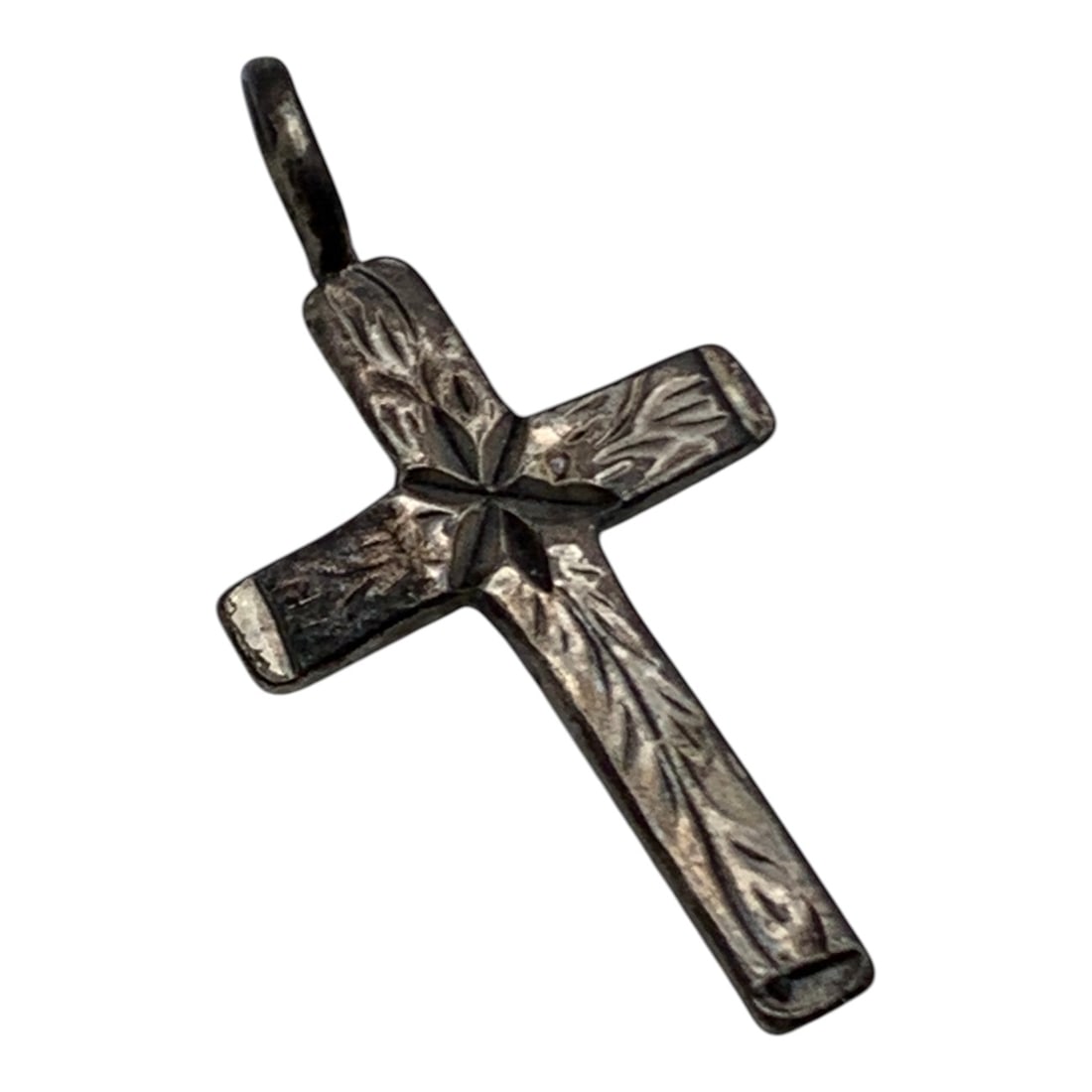 Sterling Silver Cross Pendant: Marked 925 - 1 1/8" Long - 1.4 Grams