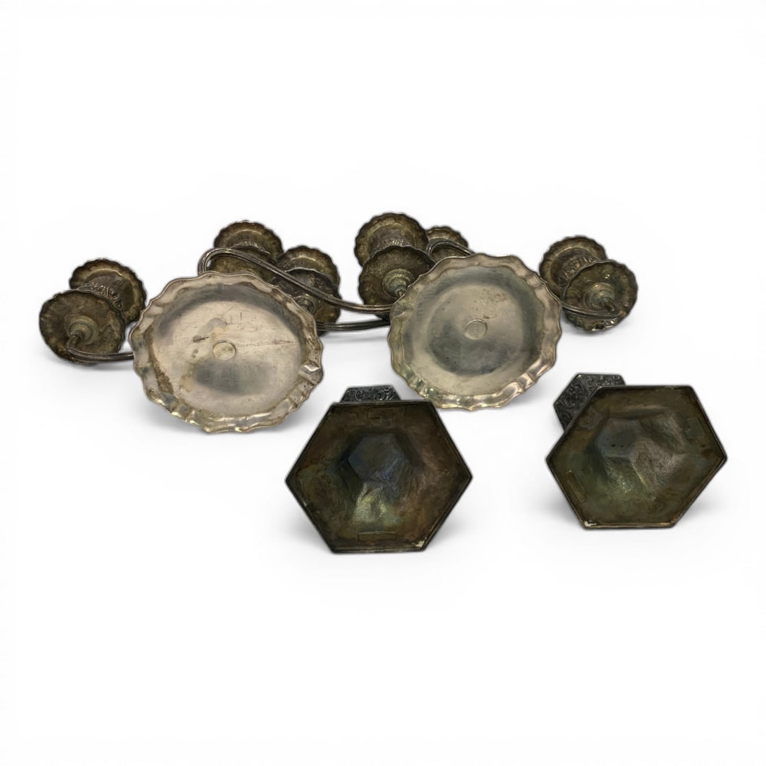 4 Silver Plated Candle Holders - 5