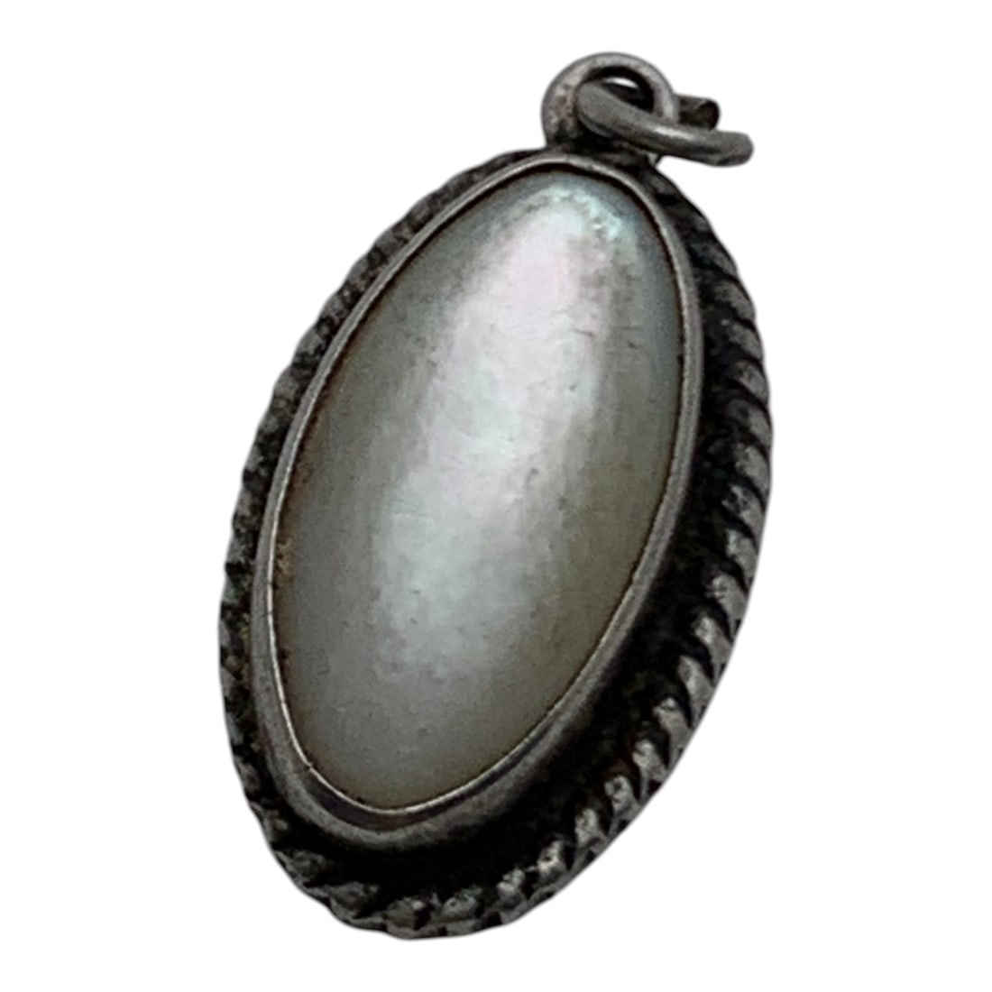 Sterling Silver & Mother Of Pearl Pendant: Marked Sterling - 3/4" Long - 2.2 Grams