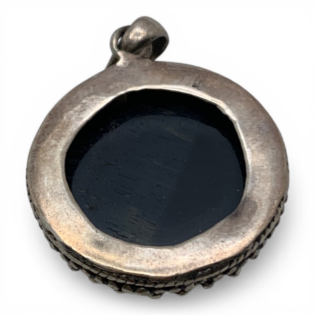 Silver & Black Stone Pendant - 2