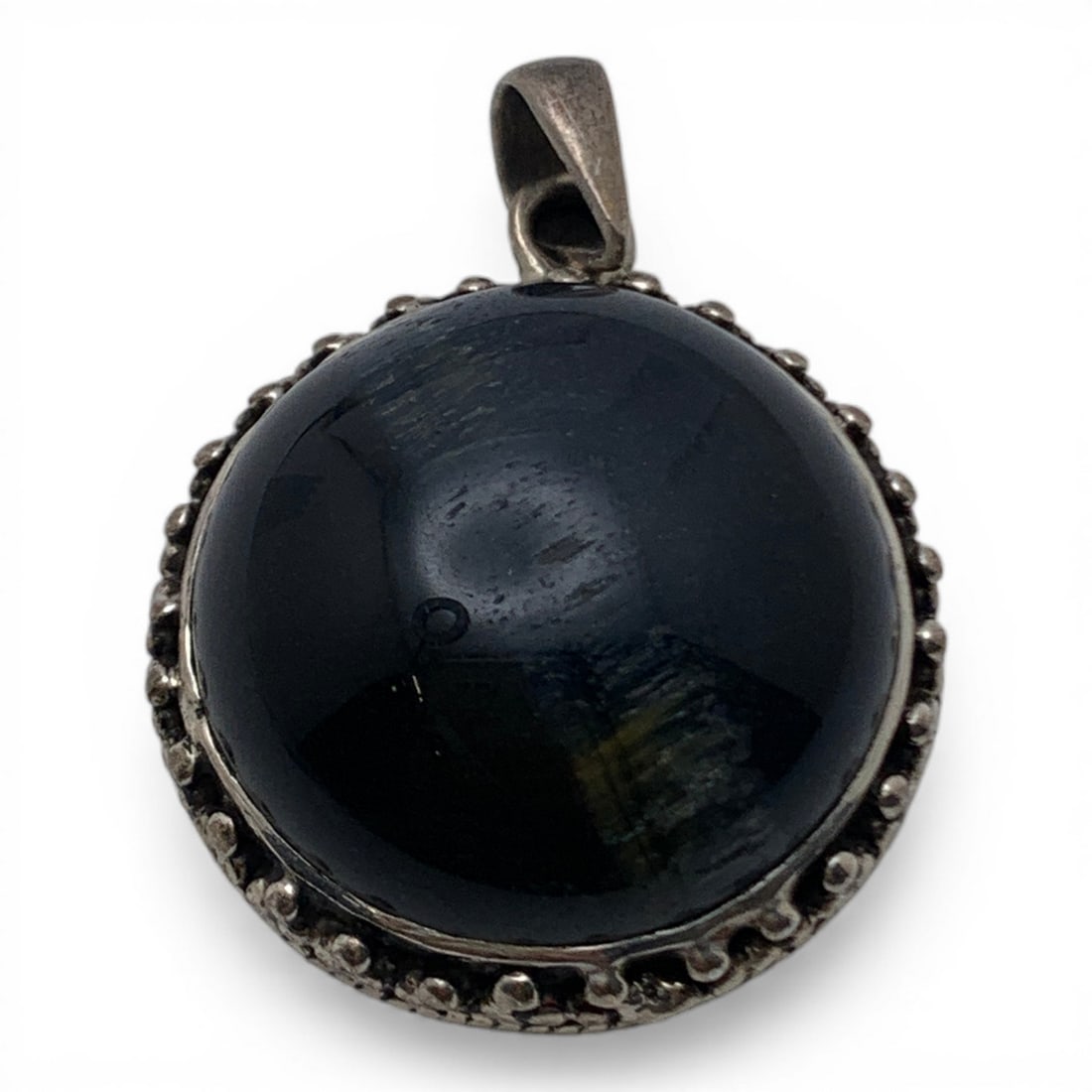 Silver & Black Stone Pendant - 3