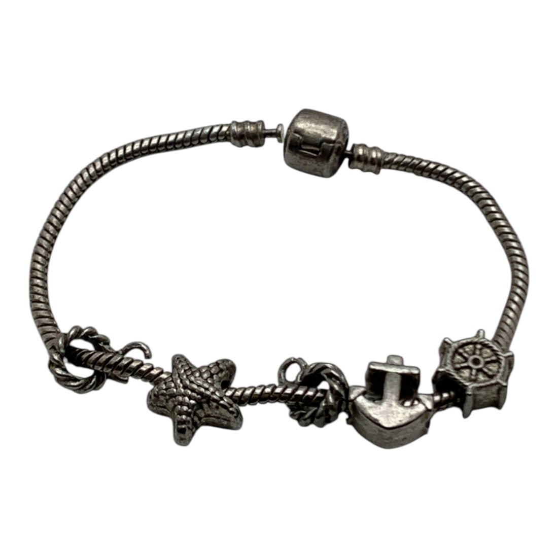 Sterling Silver Sea Theme Charm Bracelet - 5