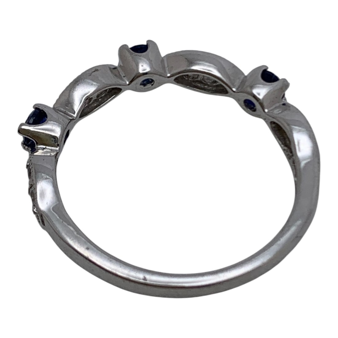 Sterling Silver Ring With Blue & Clear Stones - 2