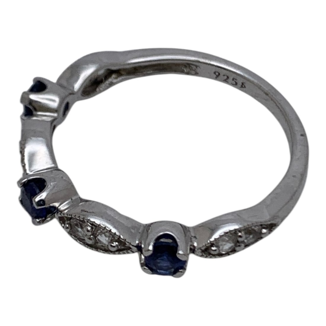 Sterling Silver Ring With Blue & Clear Stones - 3