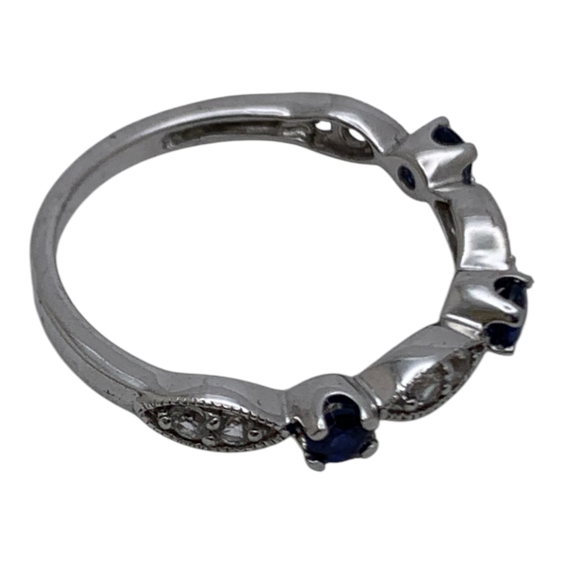 Sterling Silver Ring With Blue & Clear Stones - 4