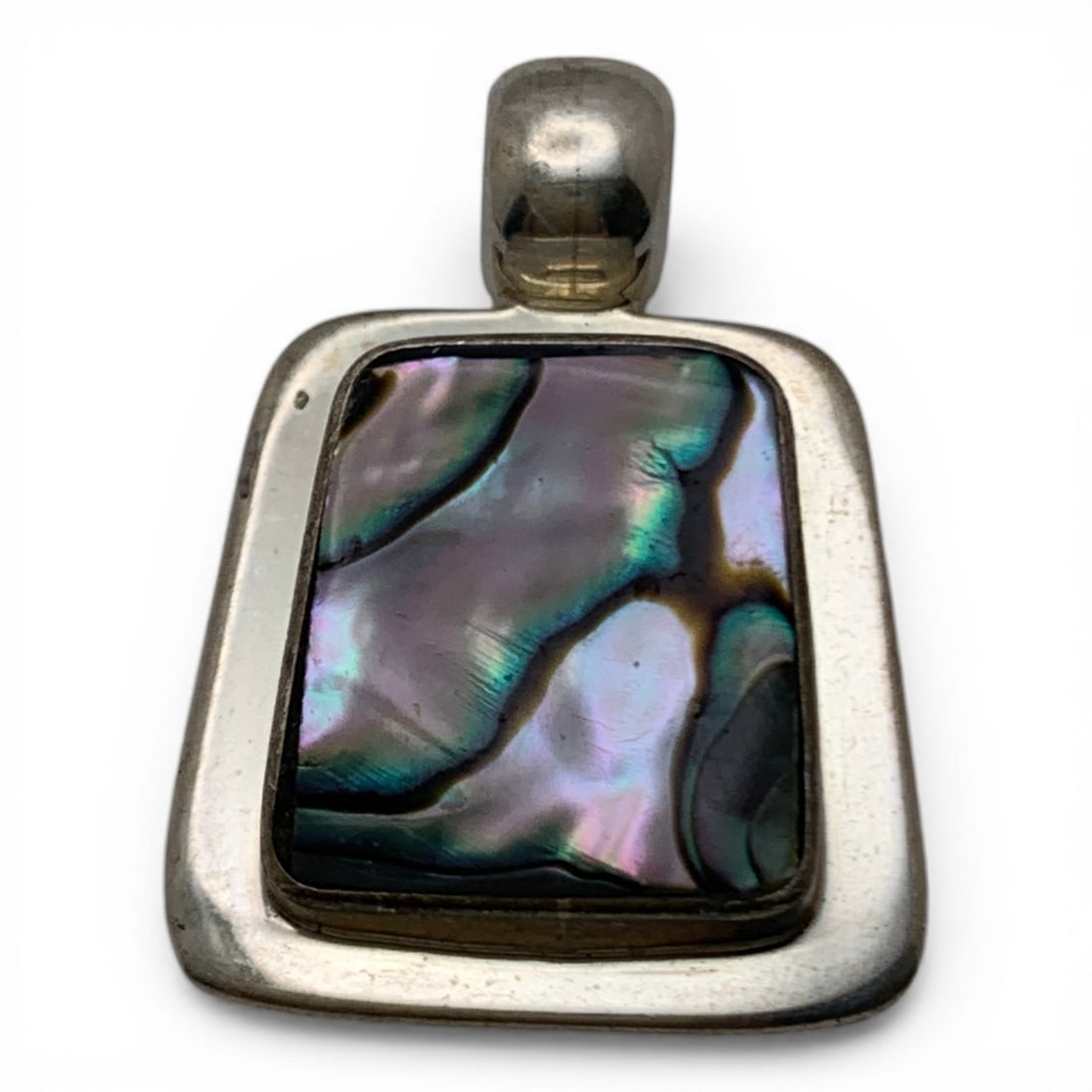 Sterling Silver & Abalone Pendant: Marked 925 - 1 1/8" Long - 8.0 Grams