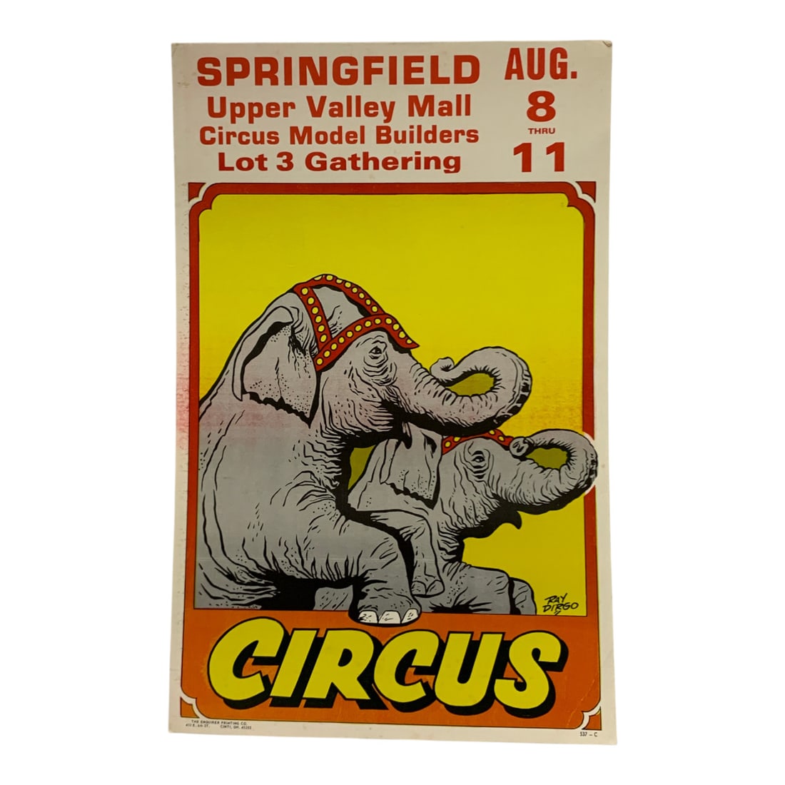 Vintage Circus Poster: Springfield Upper Valley Mall, 537 C - 22" X 14"Poster Shows Wear