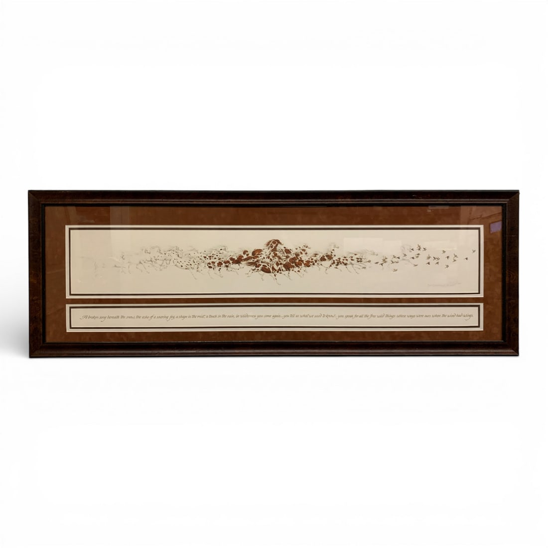 Bev Boolittle Print, When The Wind Had Wings: Pencil Signed And Nubmered. Signed Bev Doolittle. 15181 / 57500. Framed And Under Glass: 18.5" X 53.5".