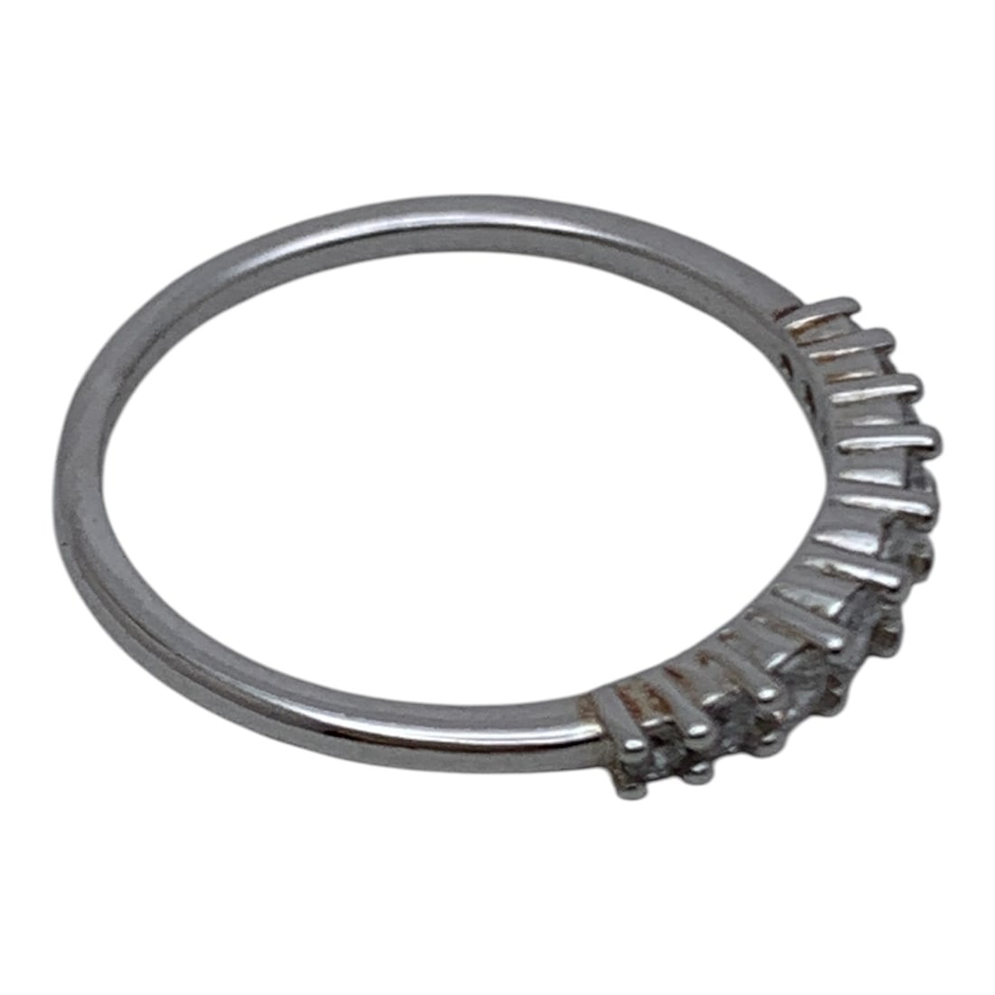 Sterling Silver Ring With Clear Stones - 4