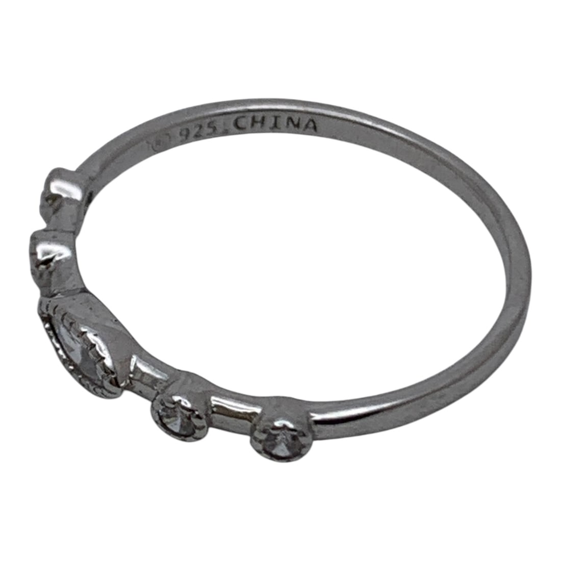 Sterling Silver Ring With Clear Stones - 3