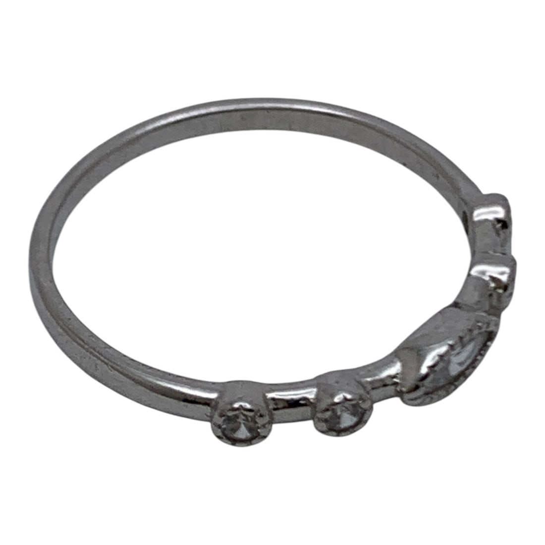 Sterling Silver Ring With Clear Stones - 4