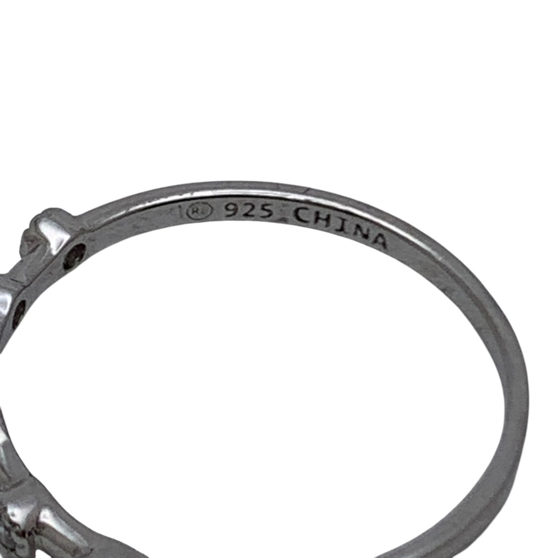 Sterling Silver Ring With Clear Stones - 6