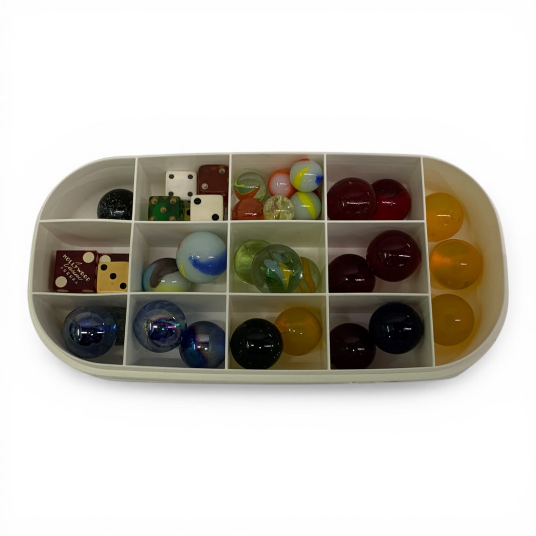 Grouping Of Glass Marbles & Playing Dice: See Photos