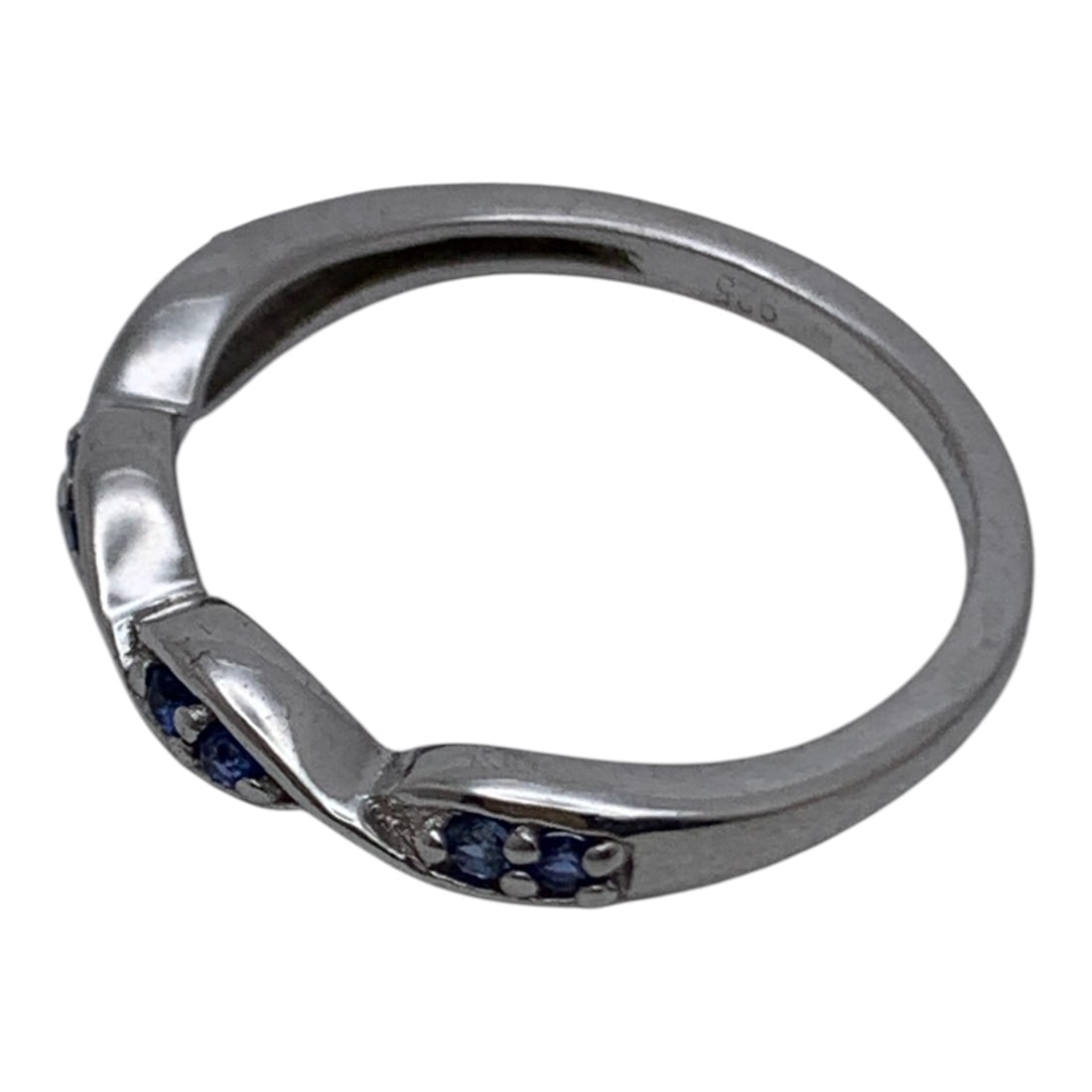 Sterling Silver Ring With Blue Stones - 3