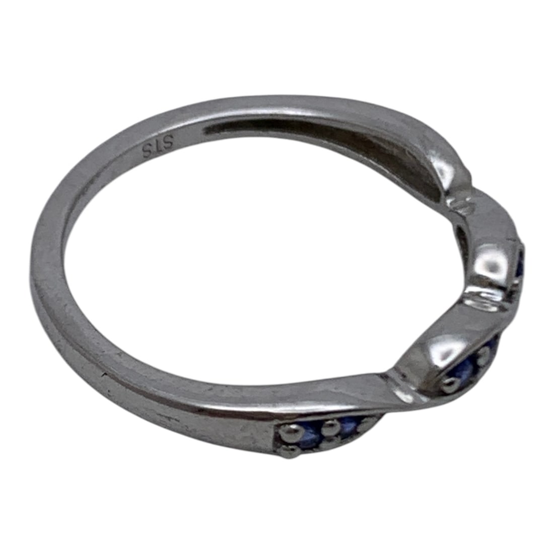 Sterling Silver Ring With Blue Stones - 4