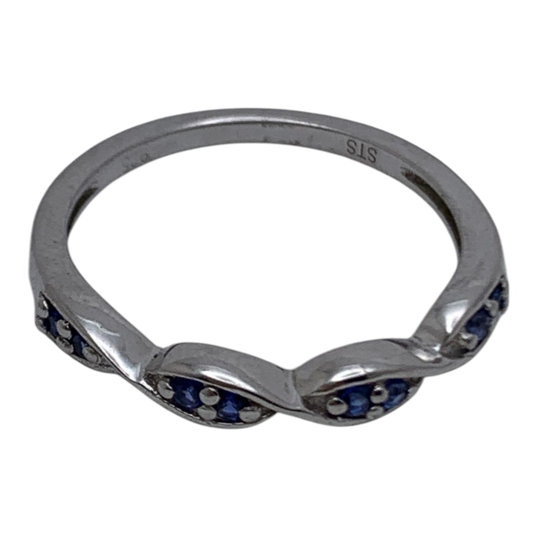 Sterling Silver Ring With Blue Stones - 5