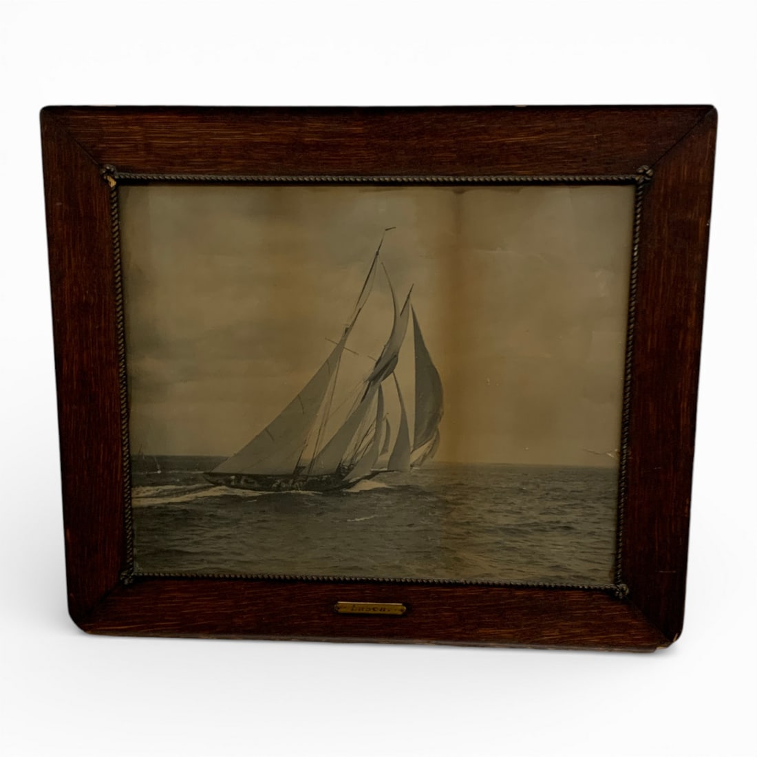 Vintage Sailboat Print, Lasca: Framed And Under Glass: 22.5" X 26.5". Marked Lasca.