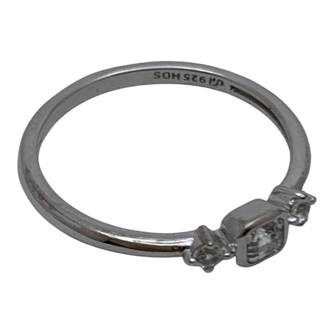 Sterling Silver Ring With Clear Stones - 4