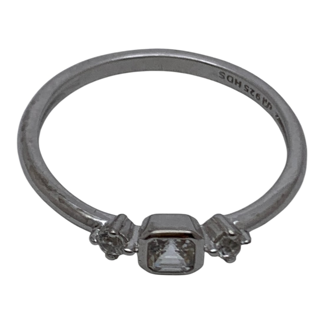 Sterling Silver Ring With Clear Stones - 5