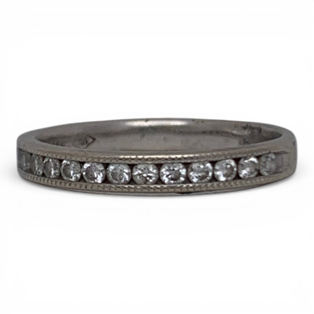 14k White Gold & Diamond Ring: Marked 14k - Size 5.25 - 1.0 DwtGemstones Tested With Presidium Gem Tester Il - Berners Does Not Guarantee Authenticity Of Gemstones