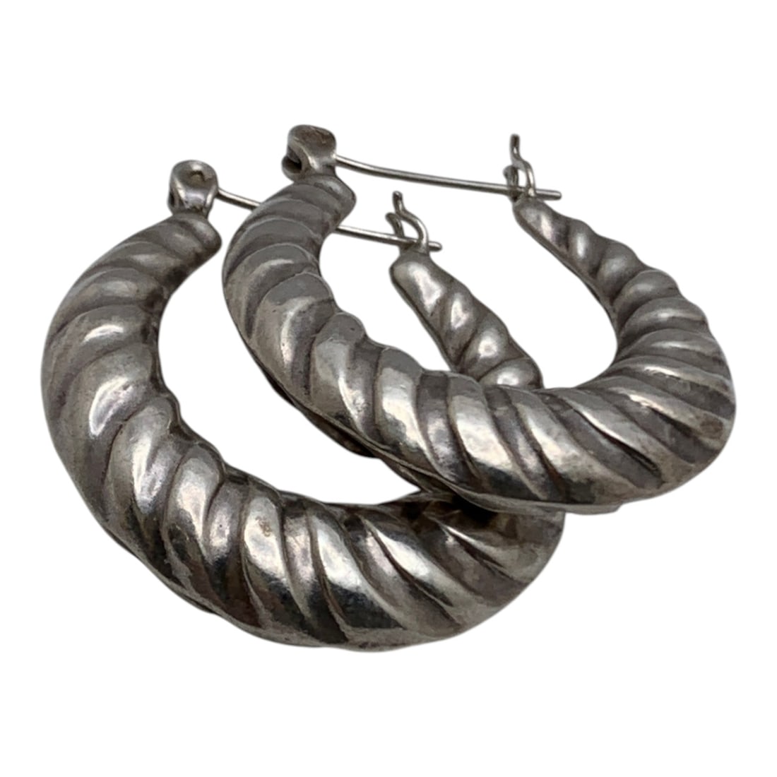 Silver Hoop Earrings - 3