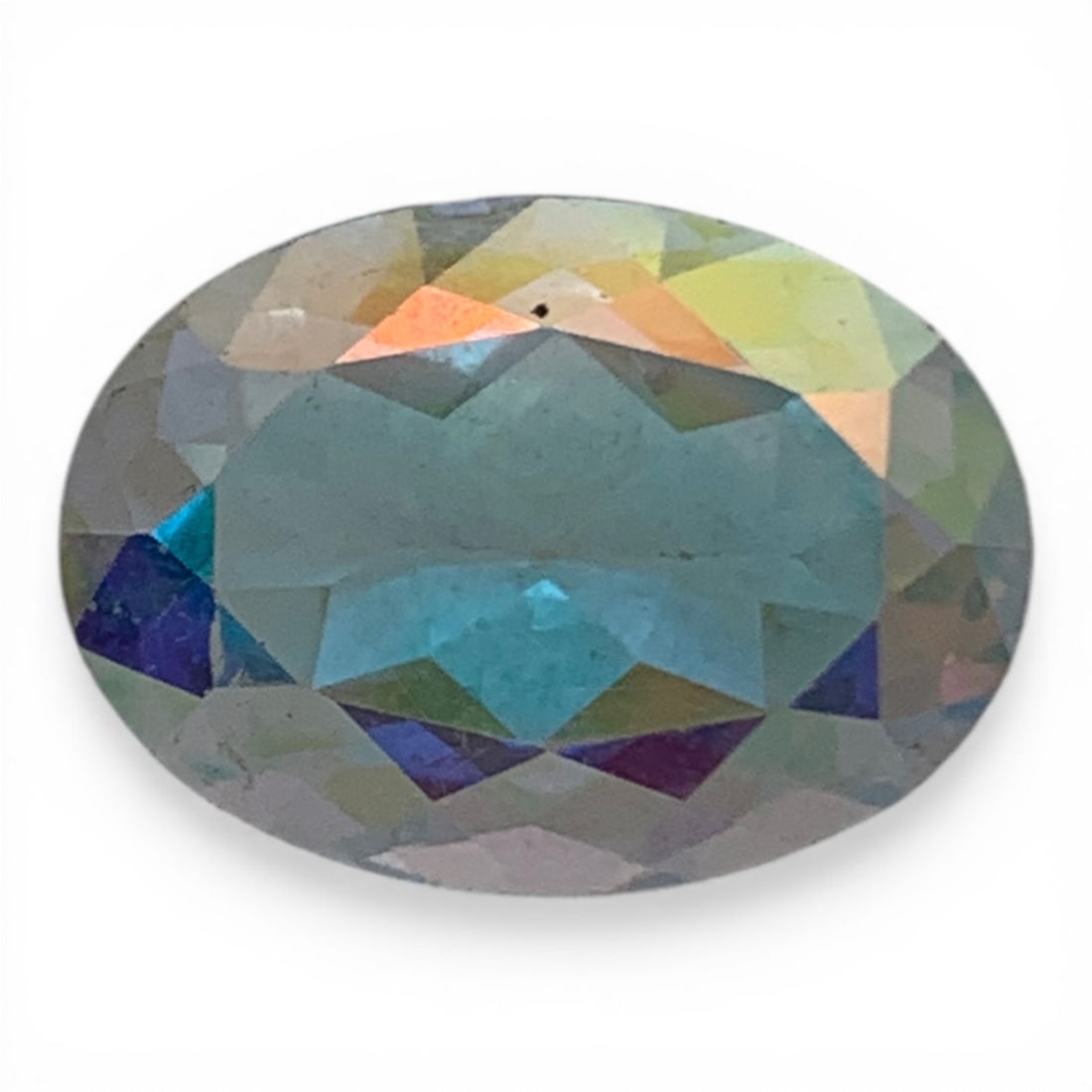 Faceted Clear With Rainbow Shimmer Topaz Gemstone: 11.5x16.5mm Gemstones Tested With Presidium Gem Tester Il - Berners Does Not Guarantee Authenticity Of Gemstones