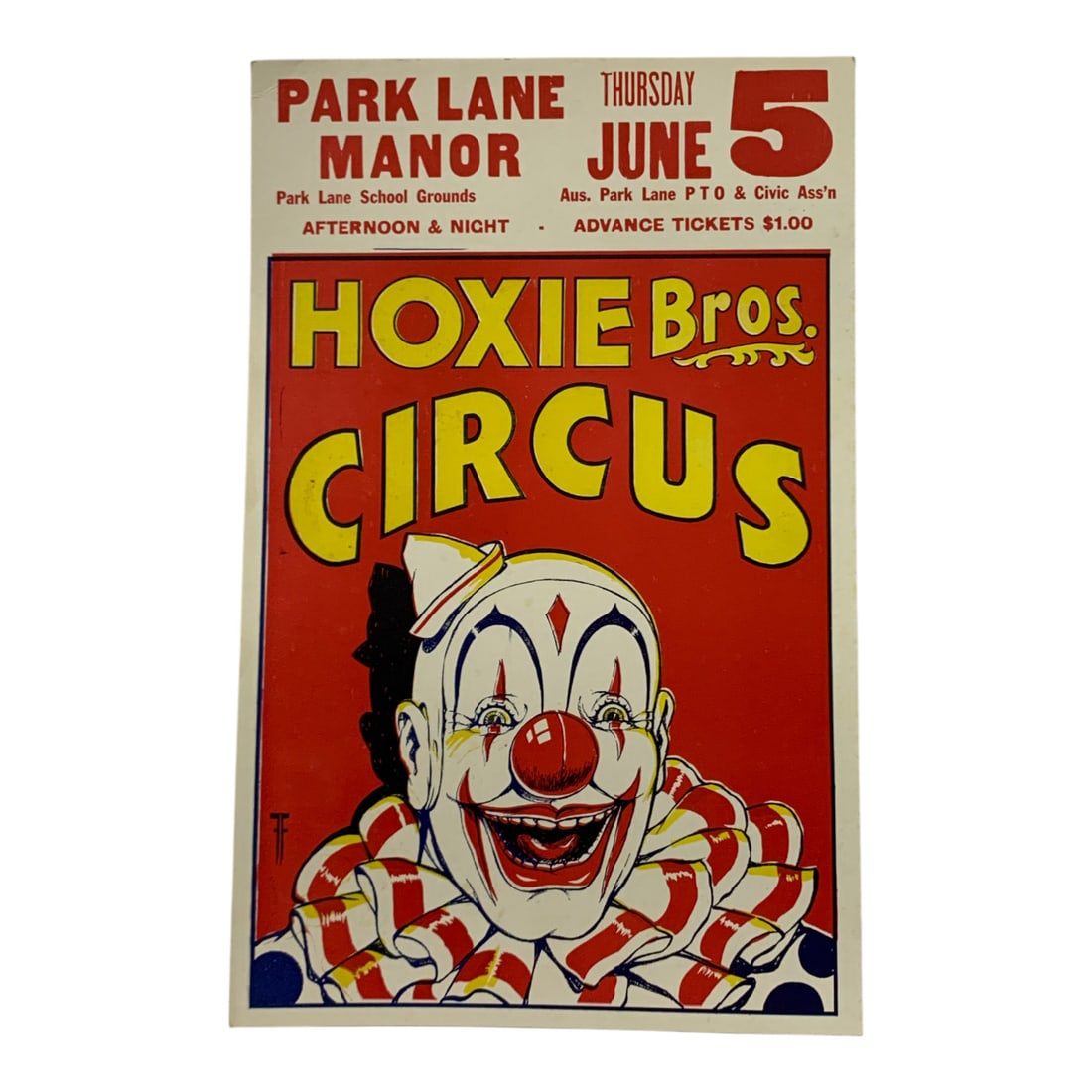 Vintage Hoxie Bros. Circus Poster: Park Lane Manor - 22" X 14"Poster Shows Wear