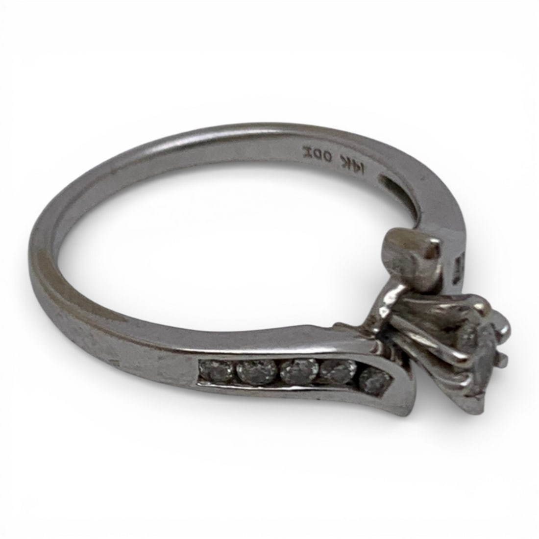 14k White Gold & Diamond Ring - 4