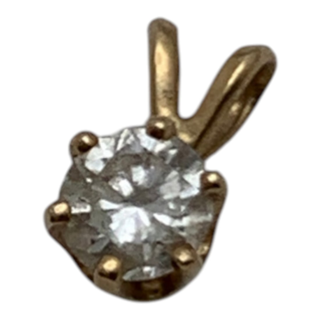 Silver & Clear Stone Gold Tone Pendant: Tests Silver - 3/8" Long - 0.4 Grams