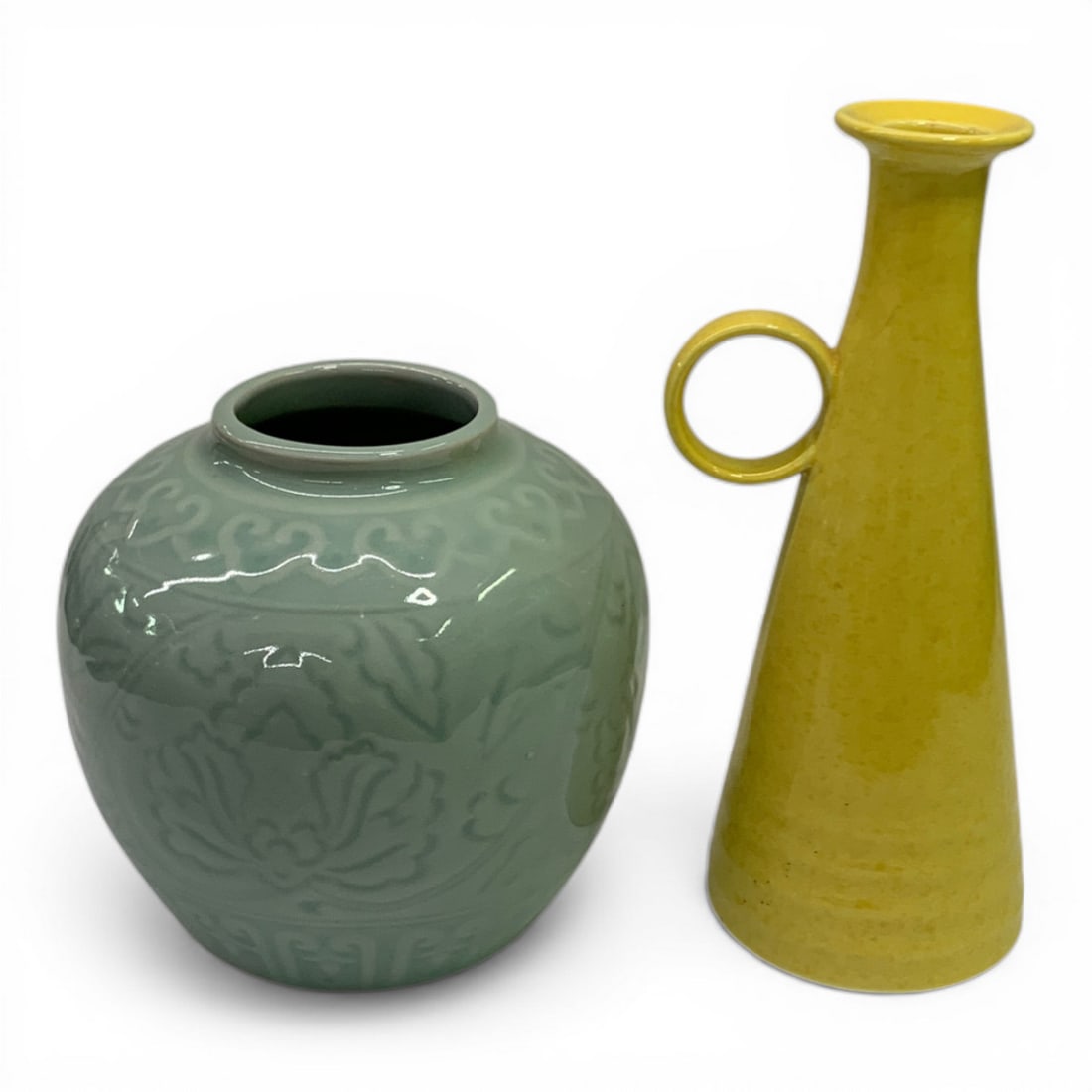 2 Glazed Pottery Vases - 2