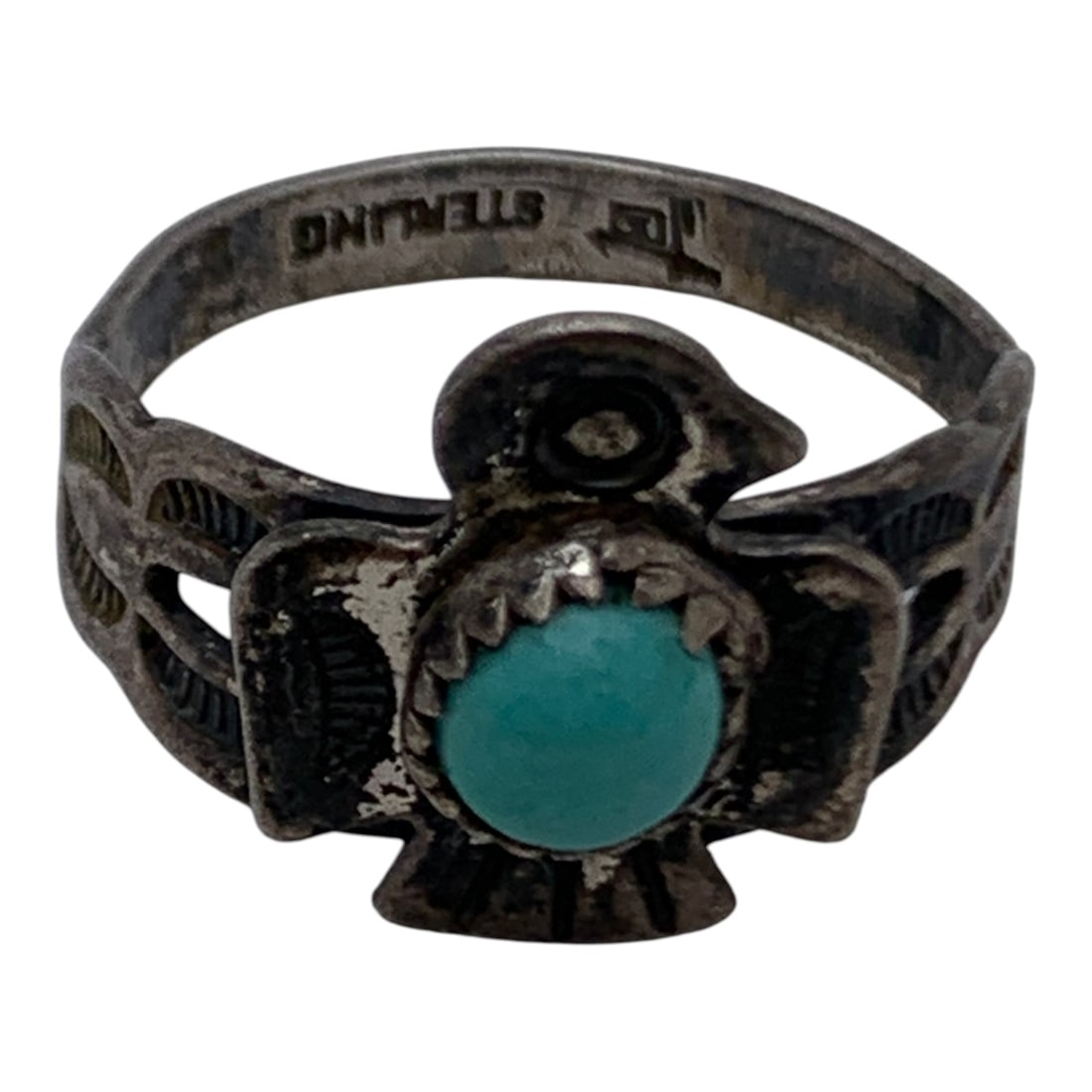 Sterling Silver Ring With Blue Stone - 5