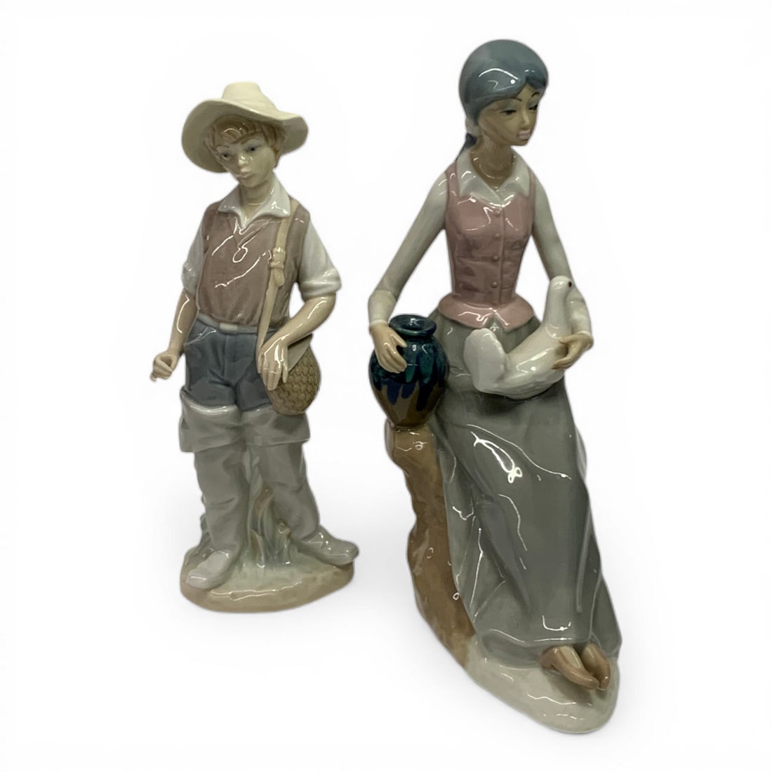 2 Porcelain Figural Sculptures: Includes 1 Lladro & 1 Casades - 8 3/4" Tall