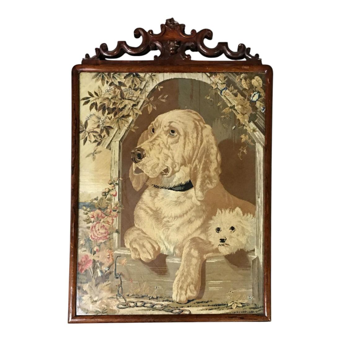Framed Tapestry Of Dogs: Framed And Under Glass: 30.5" X 21"
