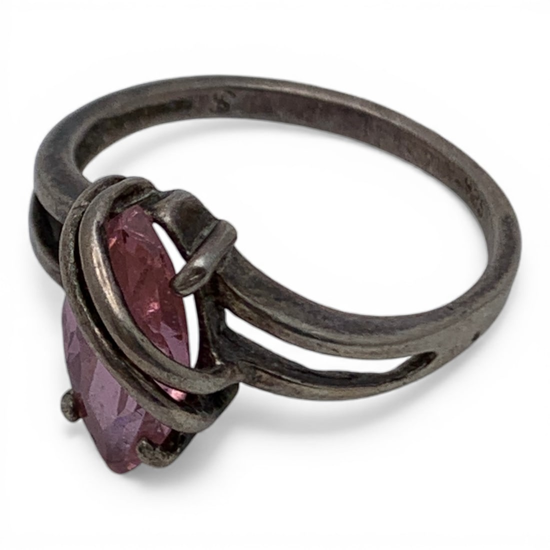 Sterling Silver & Pink Stone Ring - 3