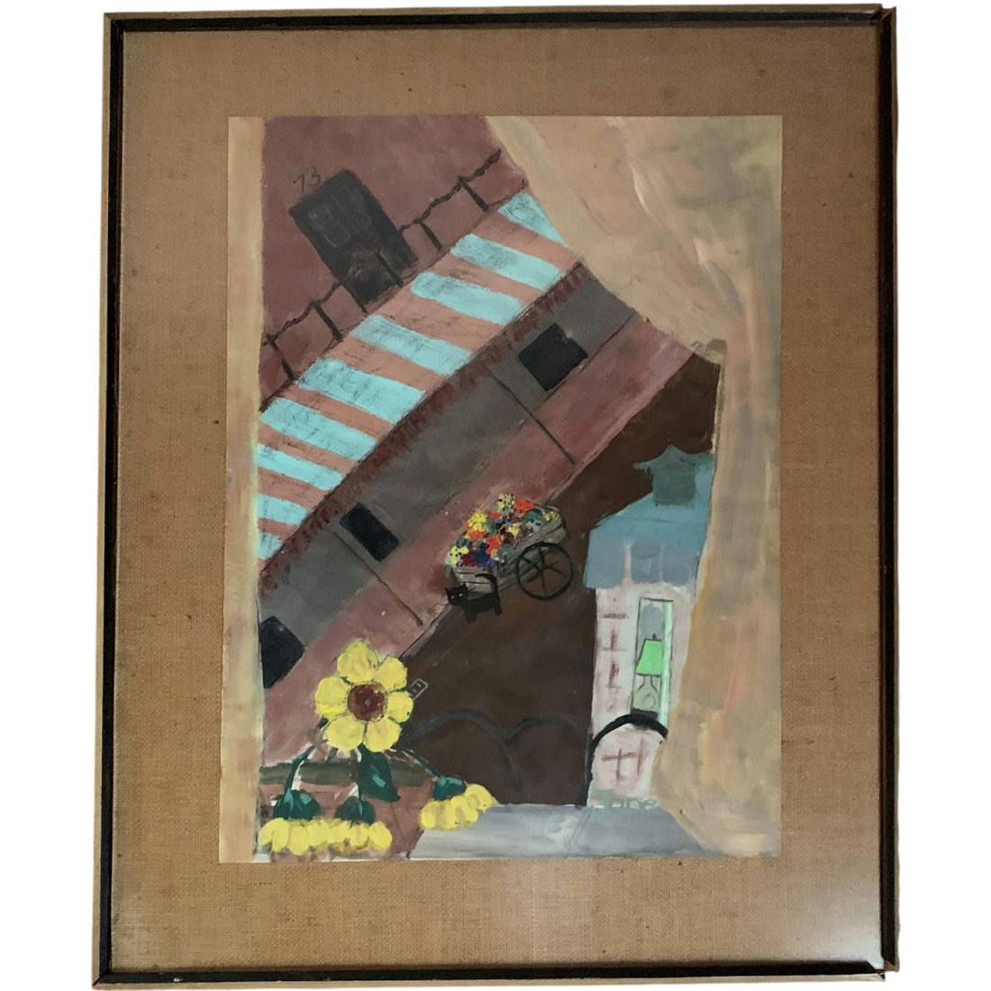 Painting On Paper Signed Jane: Signed Lower Right: Jane. Framed And Under Glass: 30.25" X 25".