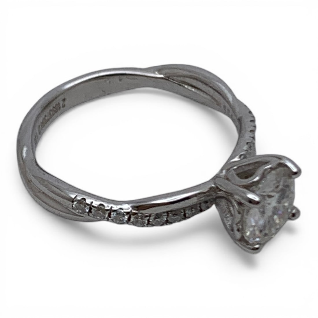 Sterling Silver Ring With Clear Stones - 4