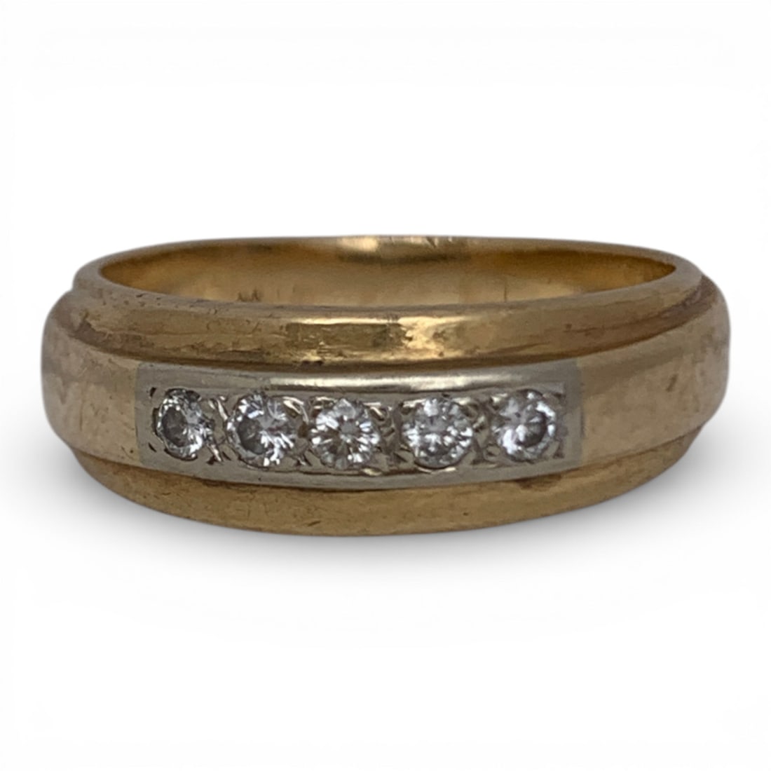 14k Yellow Gold & Diamond Ring: Tests 14k - Size 8 - 3.6 DwtGemstones Tested With Presidium Gem Tester Il - Berners Does Not Guarantee Authenticity Of Gemstones