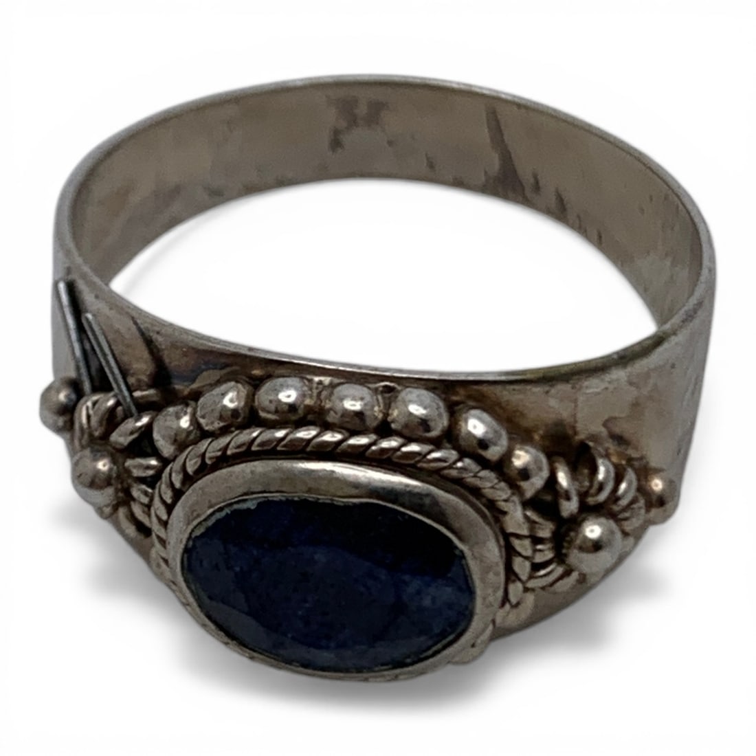 Sterling Silver Ring With Blue Stone - 5
