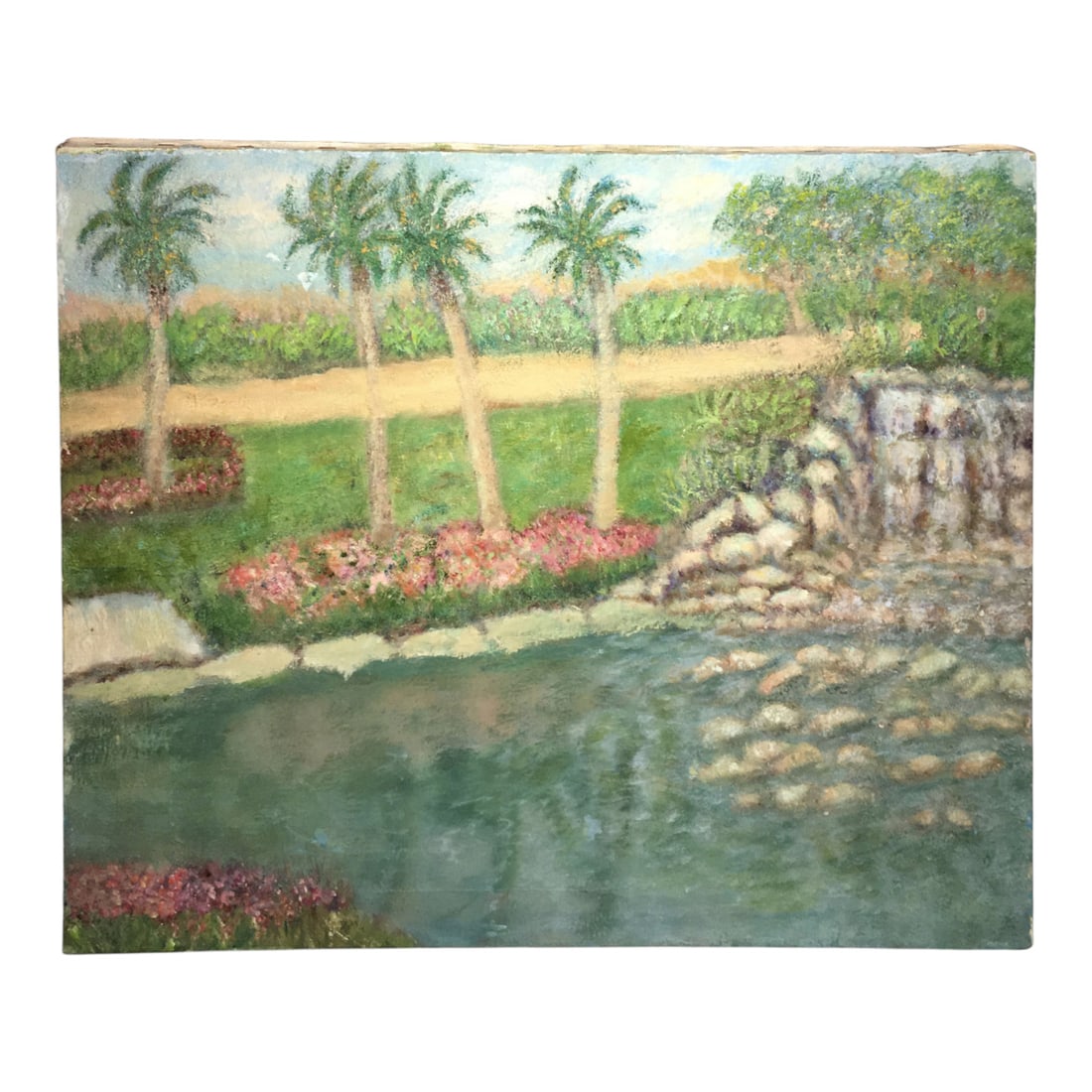 Oil On Canvas, Palm Tree Scene: 22" X 28".