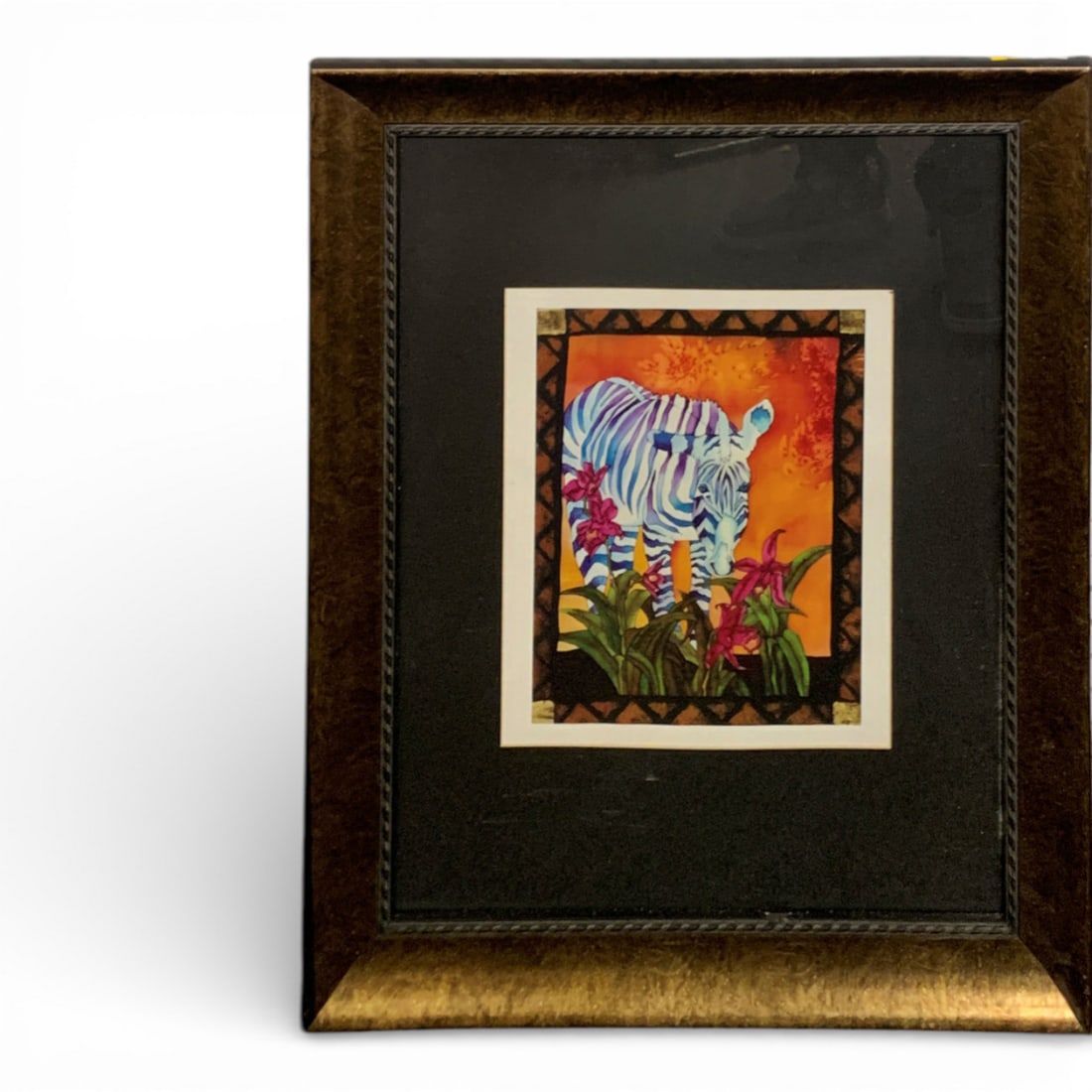 Diane Lublinski Print Of Zebra: Artist Info Label On Reverse. Framed And Under Glass: 23.5" X 19.5".