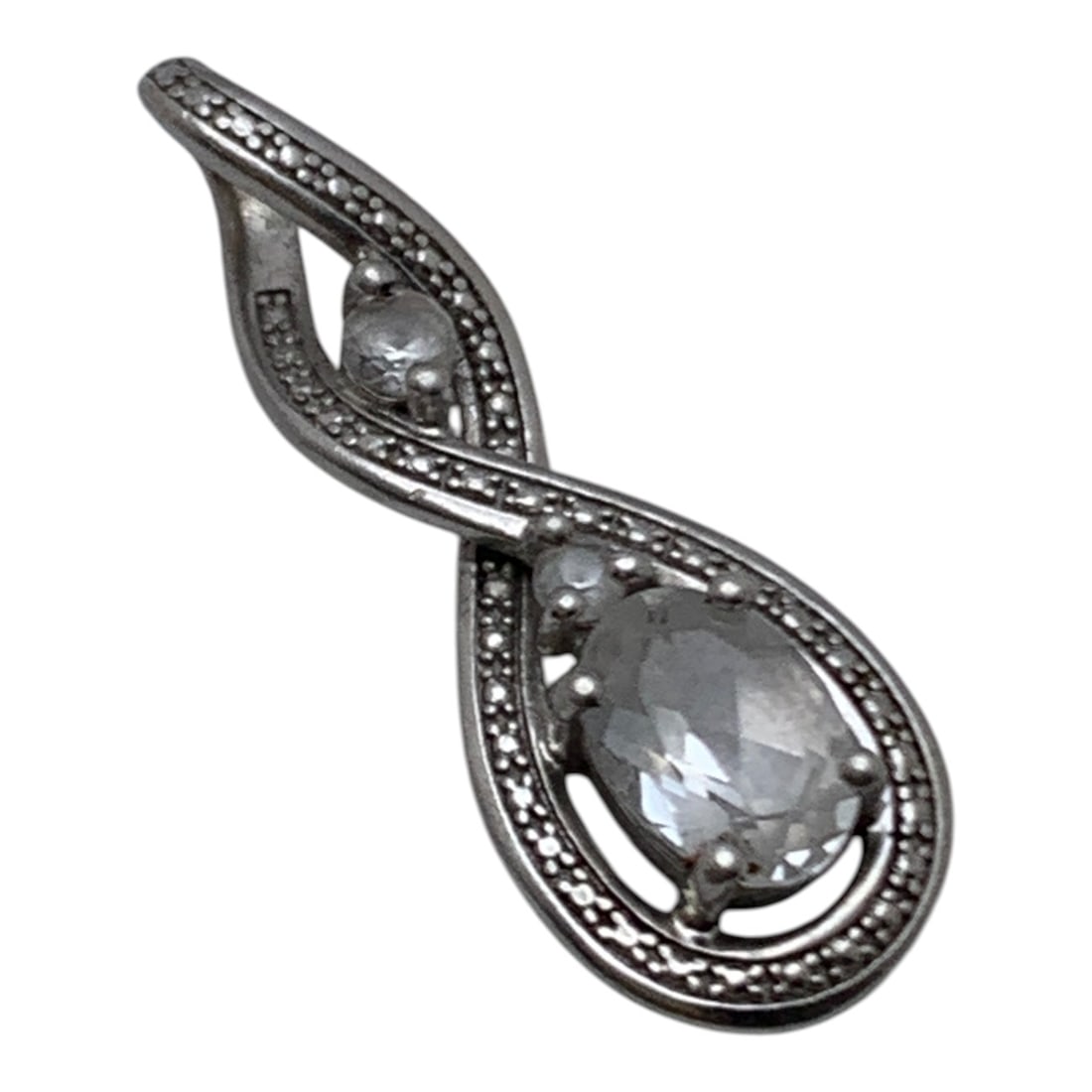 Sterling Silver Pendant With Clear Stones: Marked 925 - 1" Long - 1.8 Grams