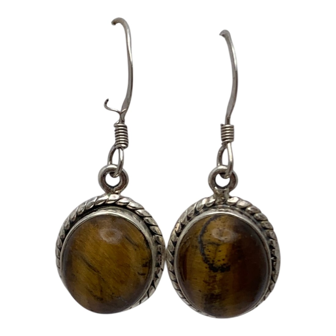 Silver & Tiger's Eye Earrings - 3