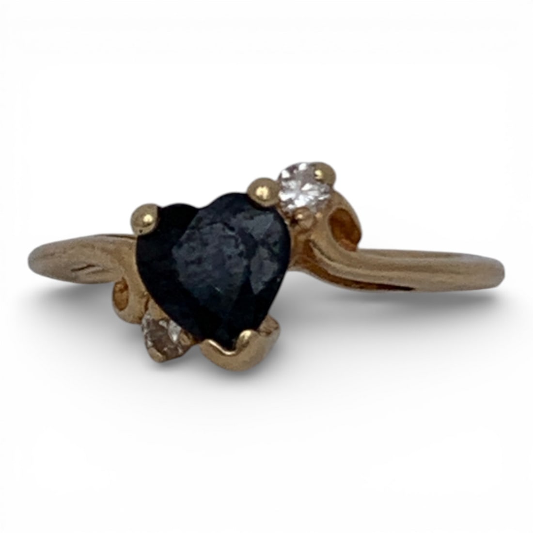 14k Yellow Gold Diamond & Sapphire Ring: Tests 14k - Size 2 - 1.0 DwtGemstones Tested With Presidium Gem Tester Il - Berners Does Not Guarantee Authenticity Of Gemstones